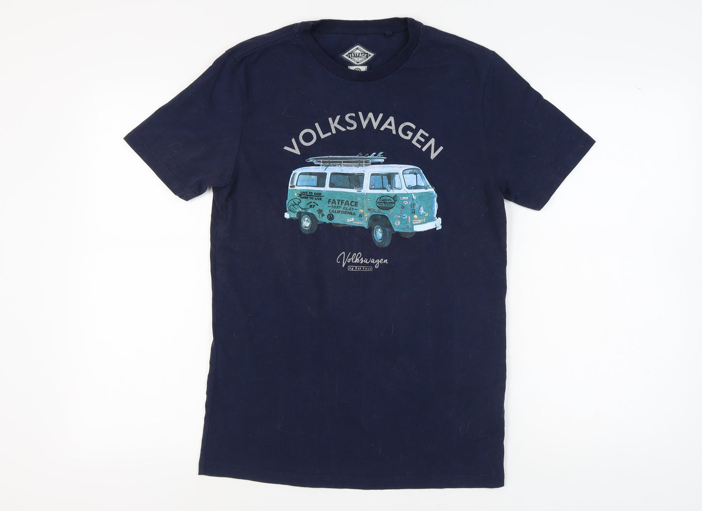FatFace Men's Blue Graphic Cars T-Shirt, Size S, Crew Neck