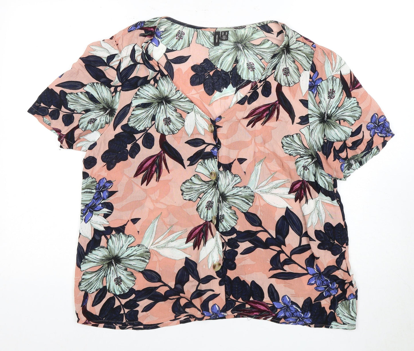 Vero Moda Women's Multicoloured Floral Button-Up Blouse XL