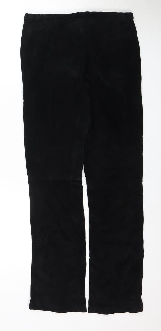 Kookai Women's Black Suede Trousers, Size 10, Classic Style