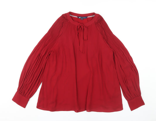 Womens UK Size 14 Crew Clothing Company Red Polyester Blouse
