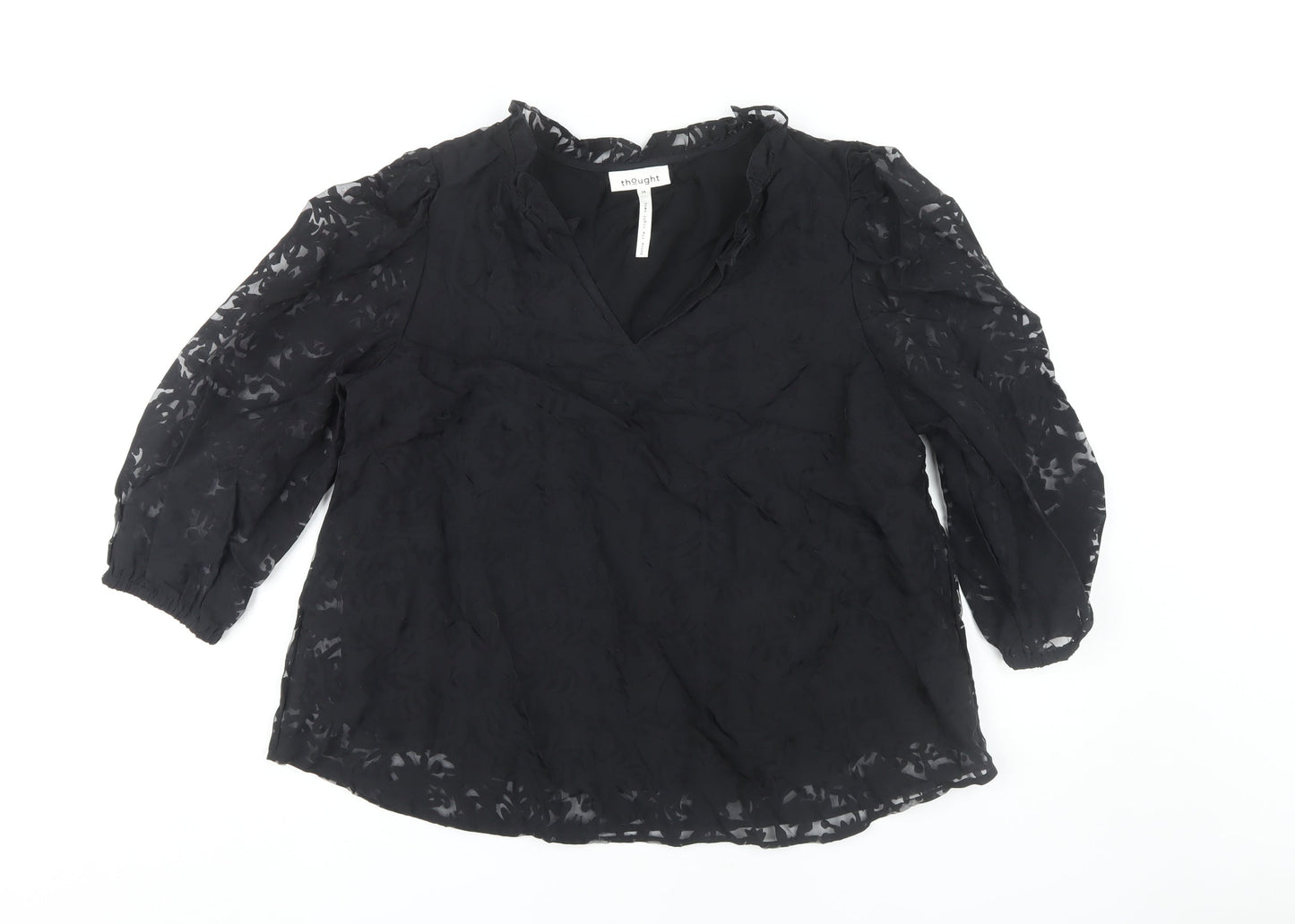Thought Women's Black V-Neck Blouse Size 14