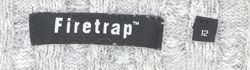 Firetrap Women's Grey V-Neck Pullover Jumper Size 12