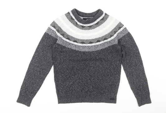 Hollister Men's Grey XS Pullover Jumper, Geometric Pattern