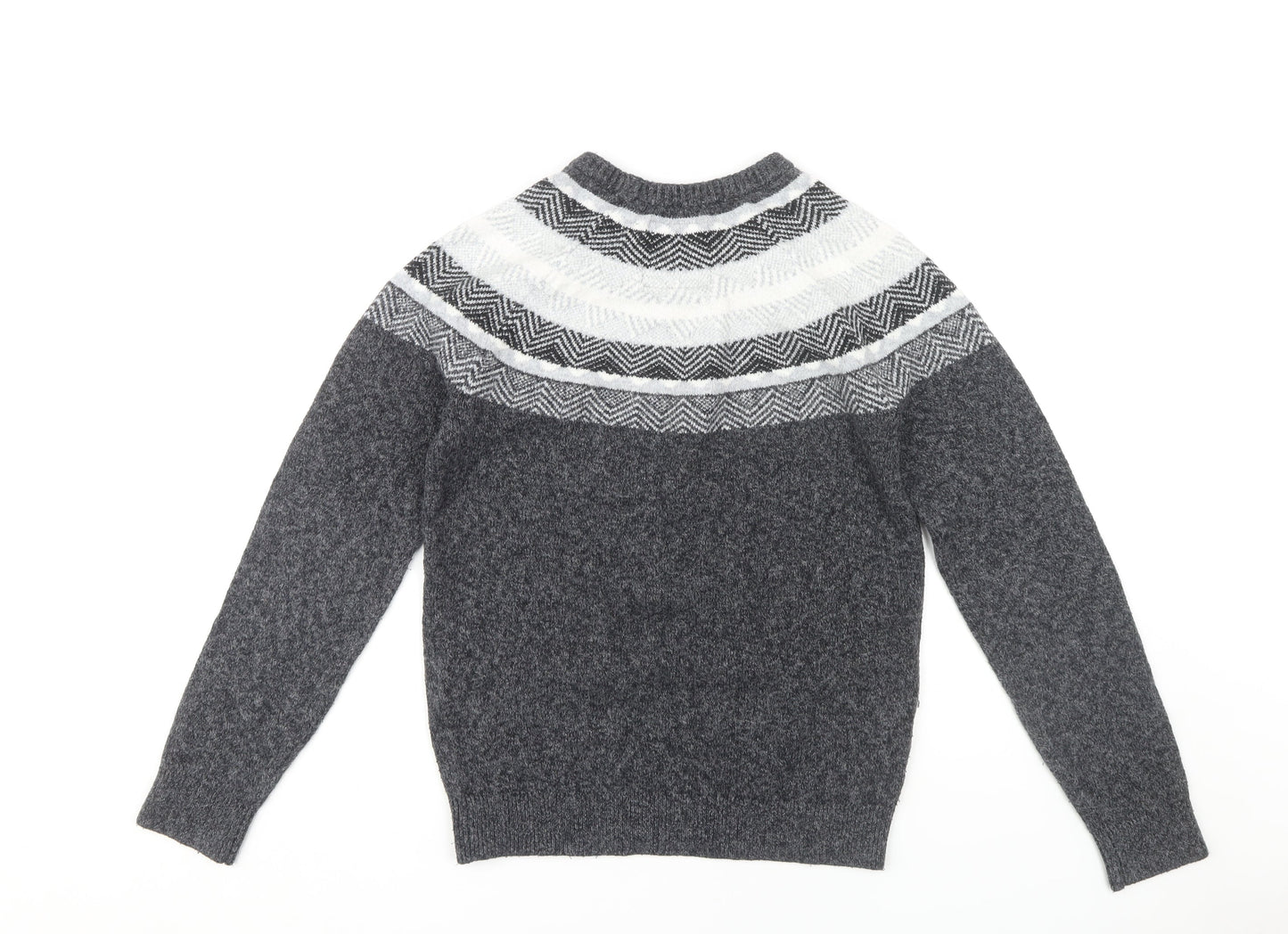 Hollister Men's Grey XS Pullover Jumper, Geometric Pattern