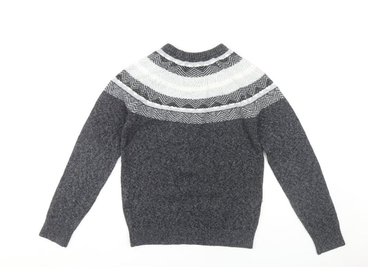 Hollister Men's Grey XS Pullover Jumper, Geometric Pattern