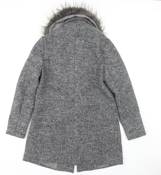 New Look Women's Grey Mid-Length Overcoat Size 10