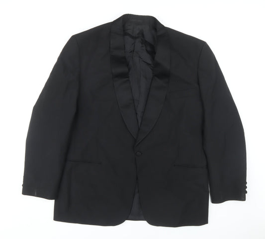 Moss Bros Men's Black Regular Fit Shawl Lapel Tuxedo Blazer 44R