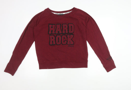 Hard Rock Cafe Red Graphic Sweatshirt L Unisex