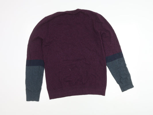 Fat Face Men's Purple Cotton Cashmere Pullover, Size S