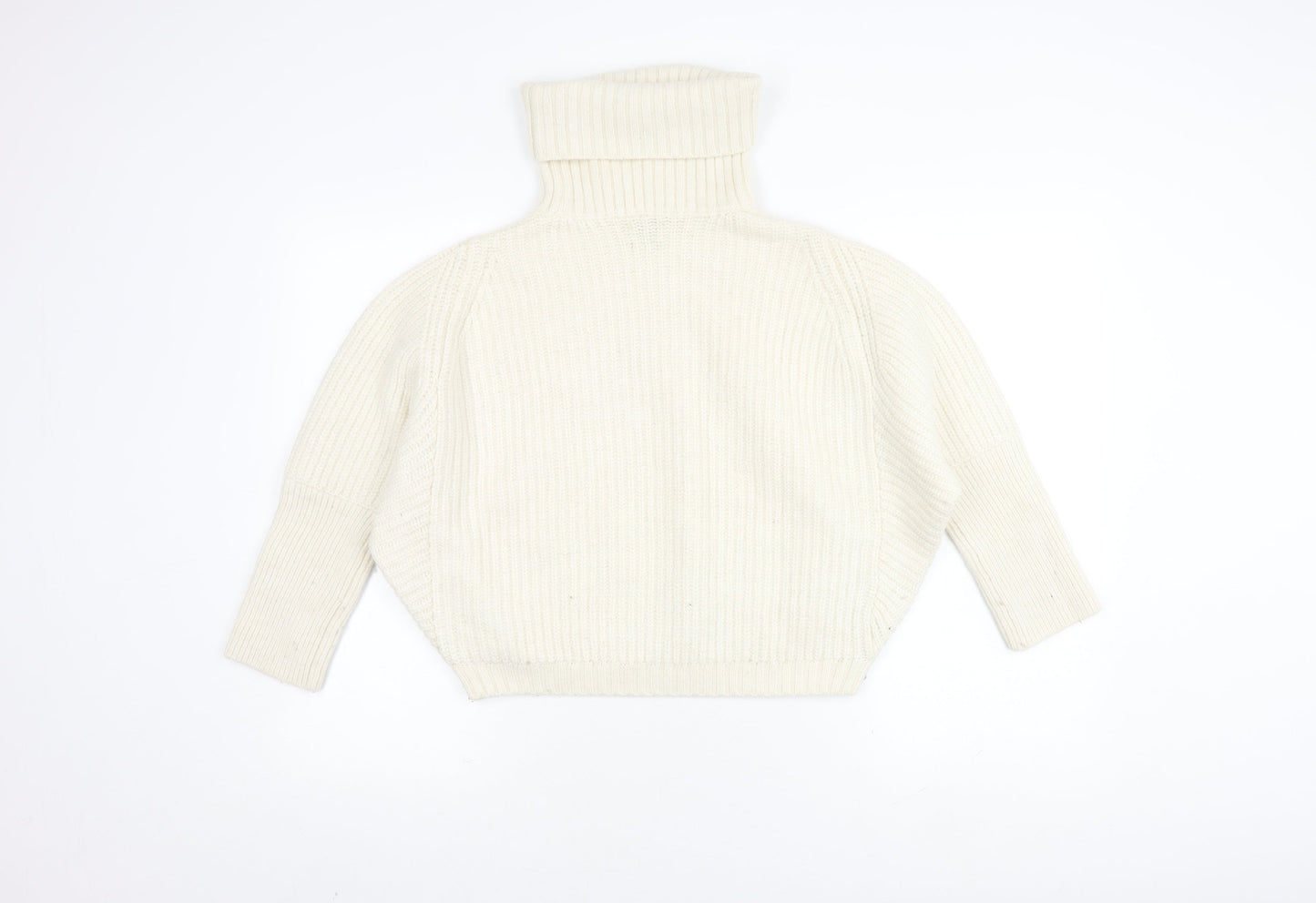 Massimo Dutti Women's Ivory Roll Neck Jumper XS