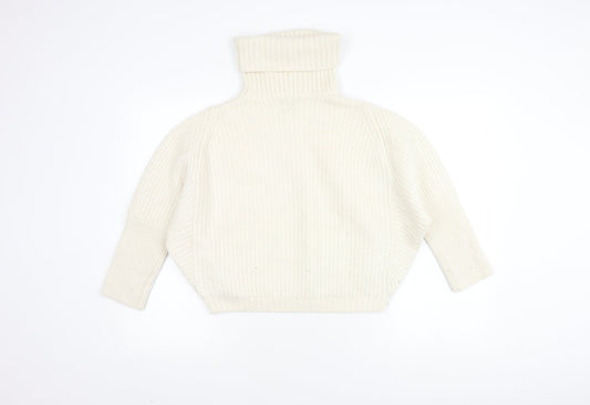 Massimo Dutti Women's Ivory Roll Neck Jumper XS