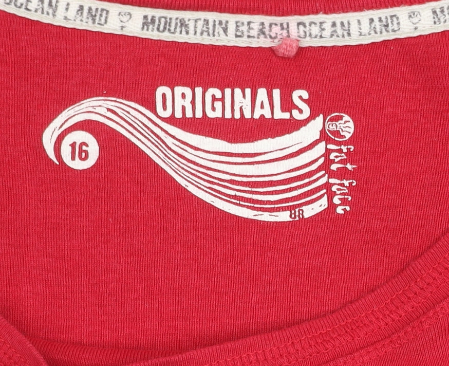 Fat Face Women's Red Long Sleeve T-Shirt Size 16
