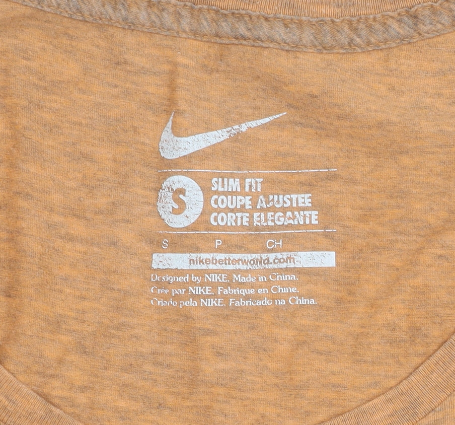 Nike Orange Women's Slim Fit T-Shirt, S, Casual Style