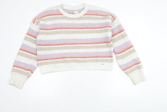 Hollister Women's Multicoloured Striped Pullover Jumper S