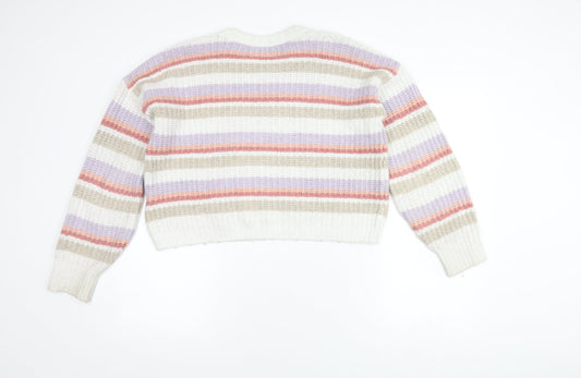 Hollister Women's Multicoloured Striped Pullover Jumper S