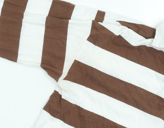 Hollister Women's Brown Striped Cropped Polo XS