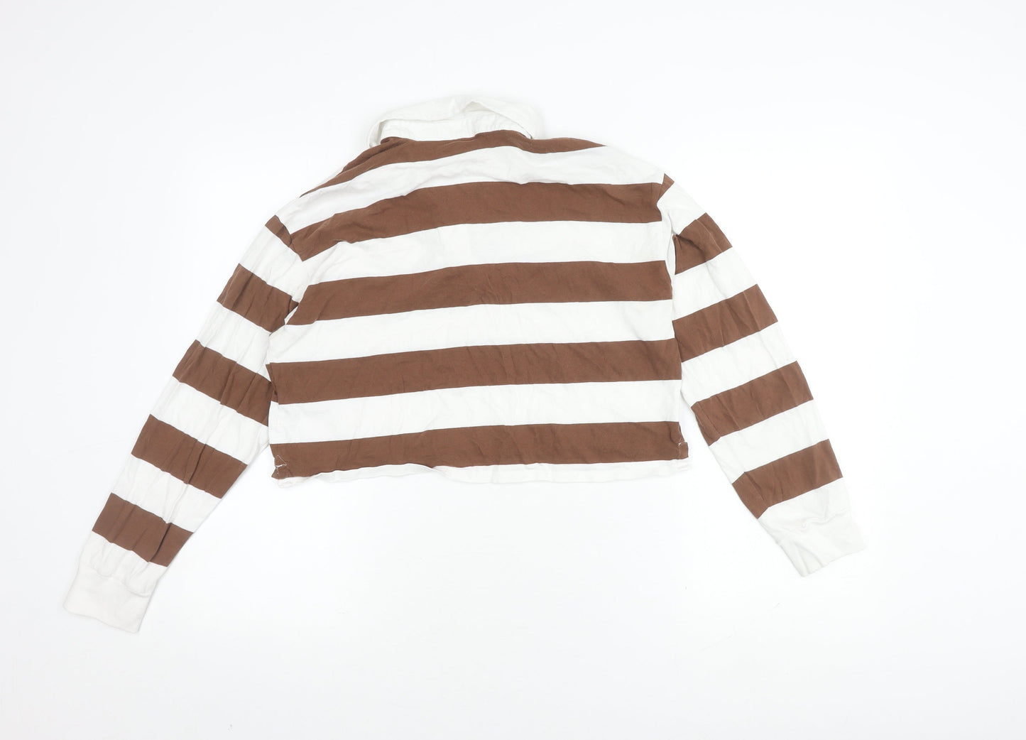 Hollister Women's Brown Striped Cropped Polo XS