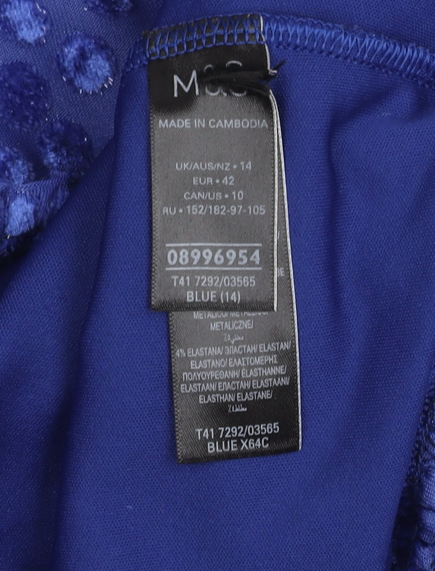 Marks and Spencer Blue Polka Dot Women's Top Size 14
