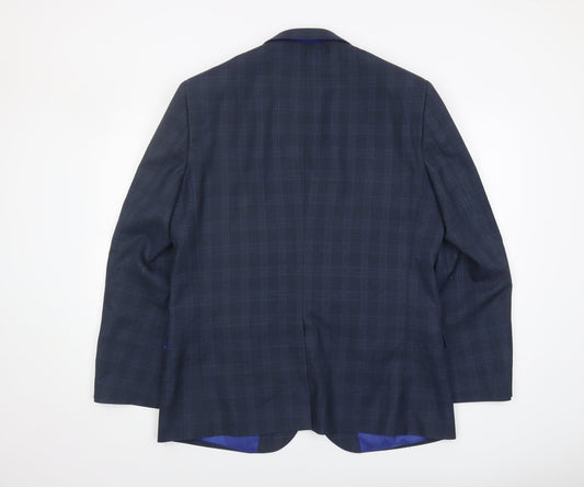 Fellini Men’s Navy Checked Blazer 44R Tailored Fit