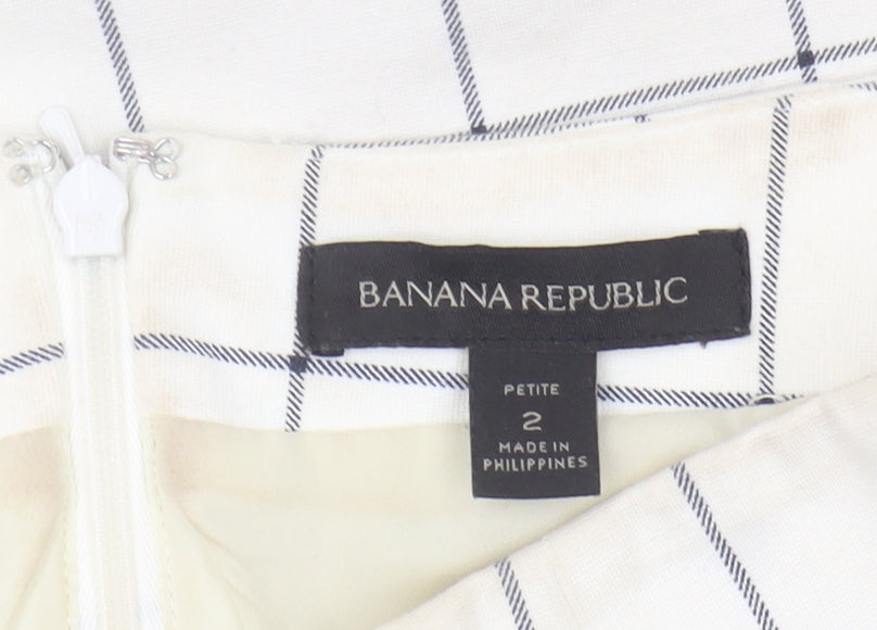 Banana Republic Women's Ivory Petite Check Pencil Skirt