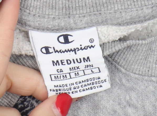 Champion Grey Unisex Adults Medium Pullover Sweatshirt