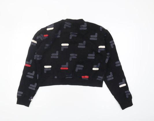 Fila Women's Black Geometric Pullover Sweatshirt M