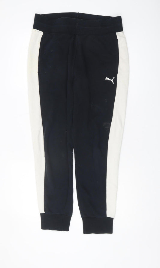 Additional front view of Puma Men's Black Jogger Trousers, size L, Casual Comfort