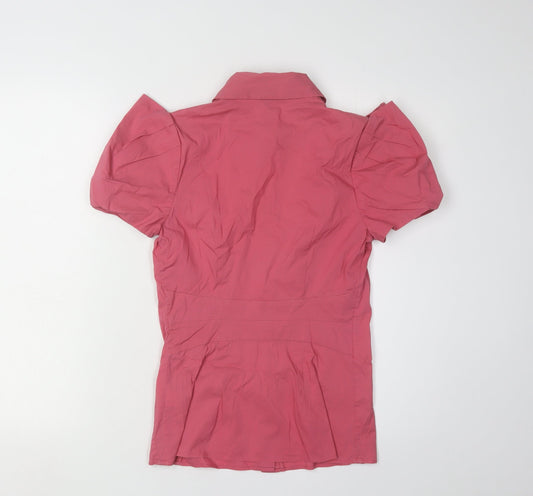 Womens UK Size XS Ted Baker Pink Cotton Blend Blouse