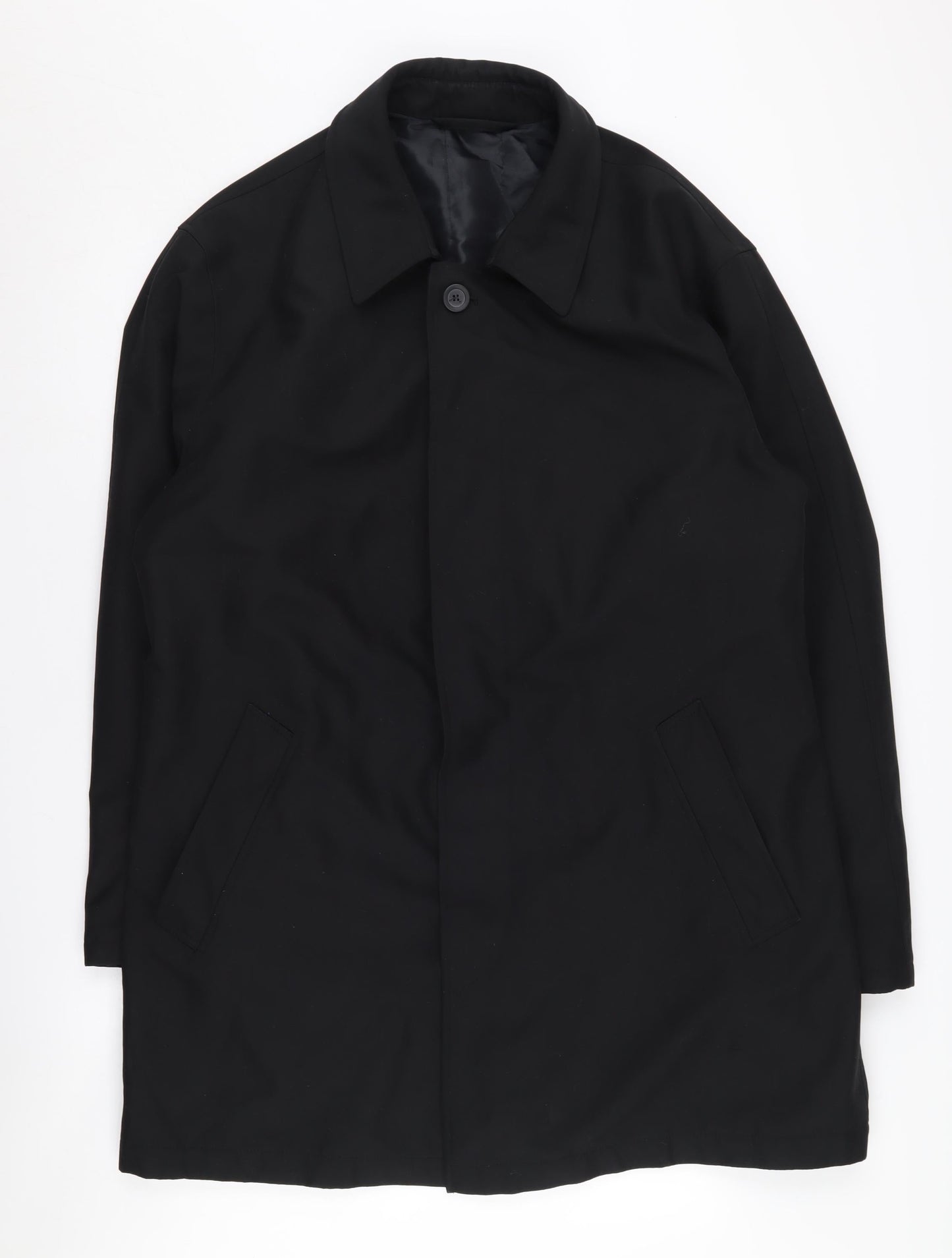 Austin Reed Men's Black Mid-Length Overcoat Size 50
