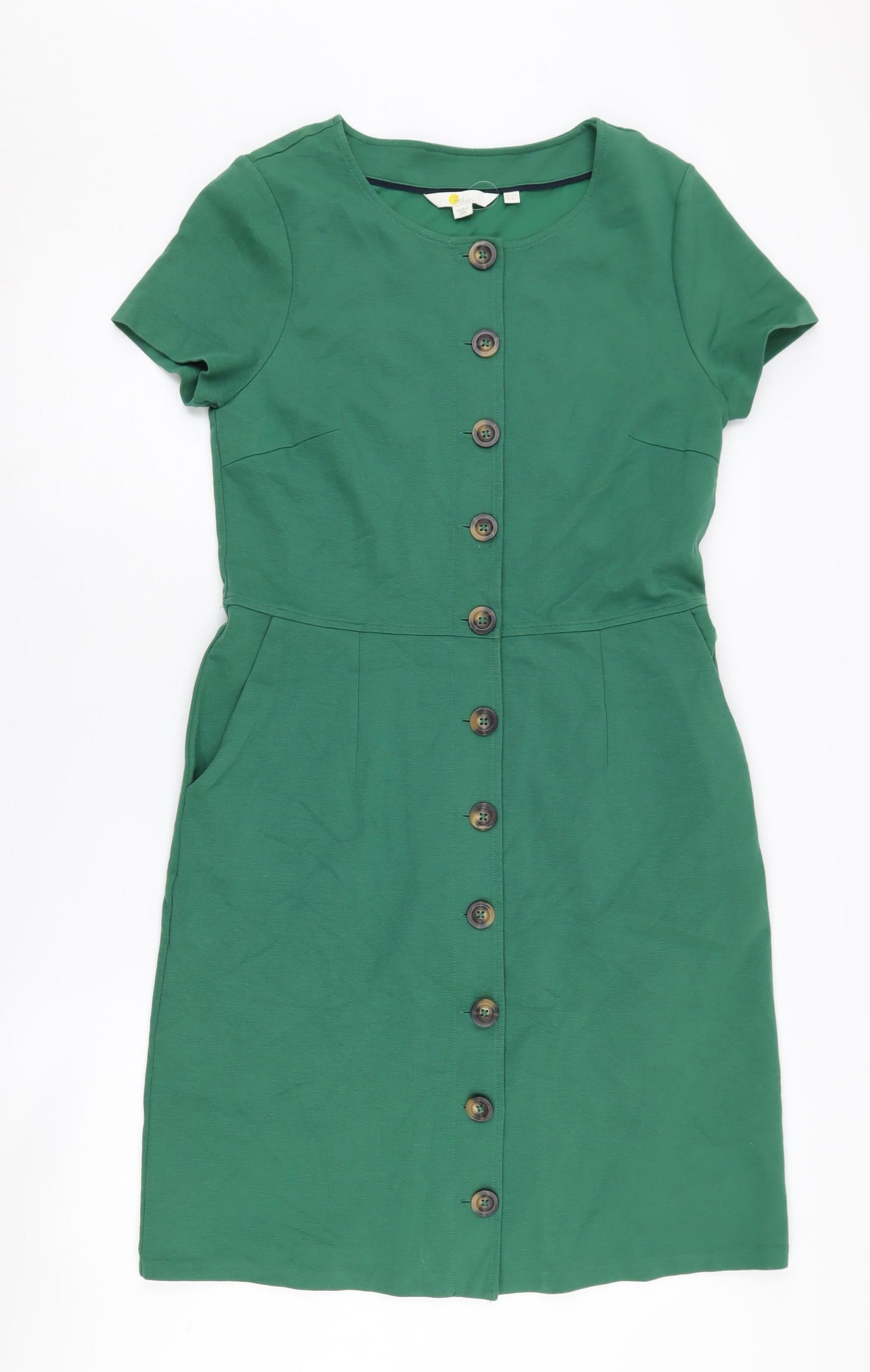 Boden Women's Green Short Sleeve Button Dress