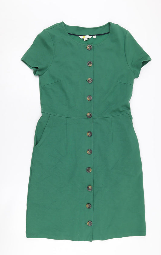 Boden Women's Green Short Sleeve Button Dress