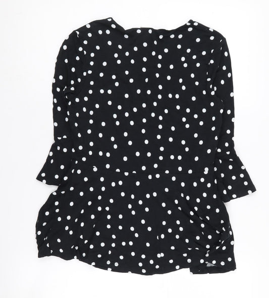 ASOS Women's Black Polka Dot V-Neck Top UK 8