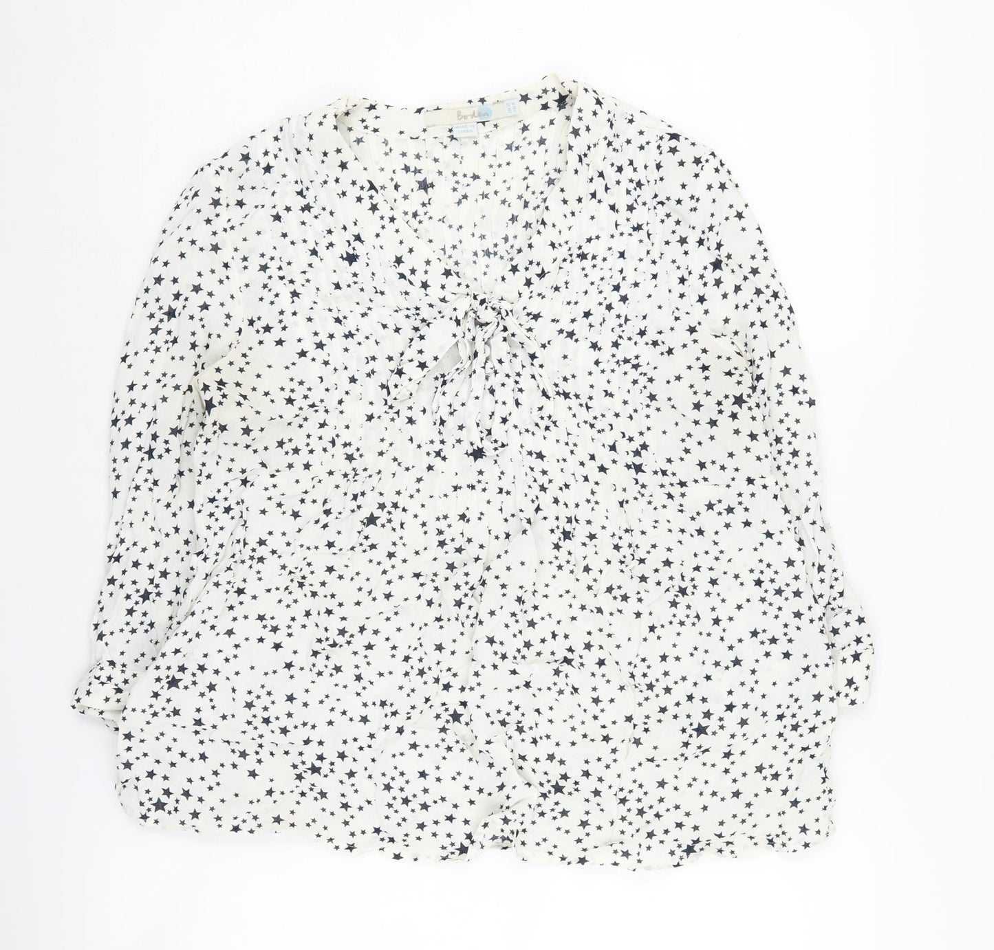 Boden Women’s White Star Long Sleeve Blouse Size 12