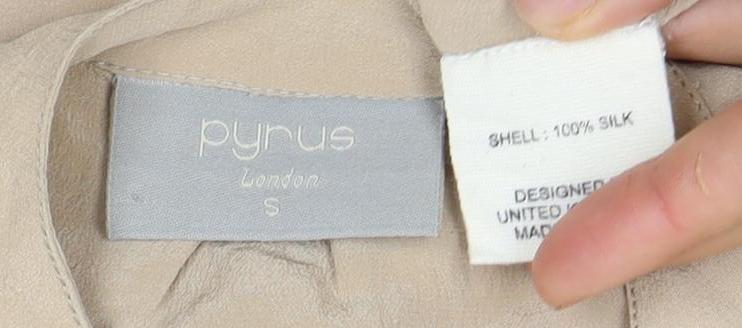 Fyvus Women's Beige Silk Long Sleeve Blouse Size S