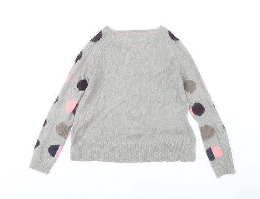 White Stuff Women's Grey Polka Dot Pullover Jumper Size 12