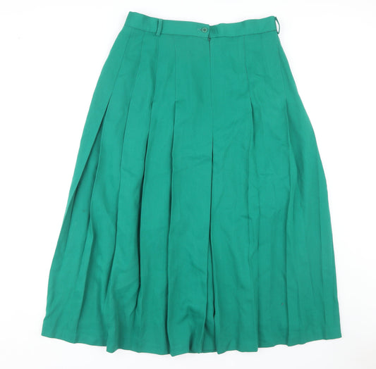 Viyella Women’s Green Pleated Skirt, Size 14, Polyester/Wool