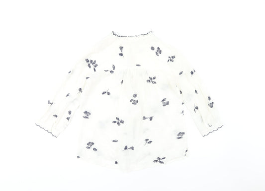 Whistles Women's White Floral Blouse Size 6