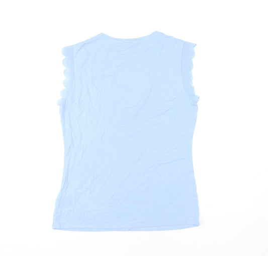 Ted Baker Women's Blue Scalloped Sleeveless Tank Top