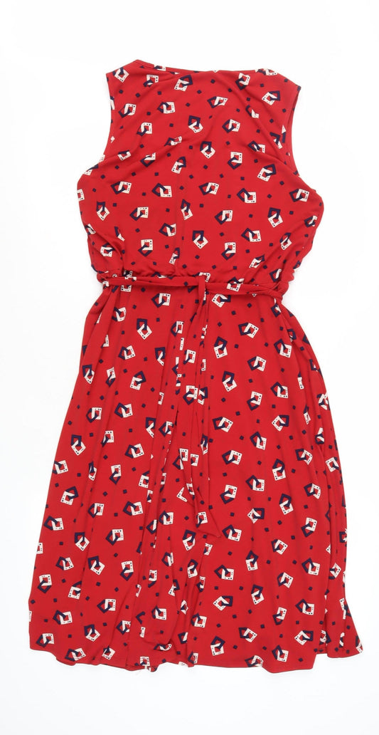 Laura Ashley Women's Red Geometric Dress, Size 12