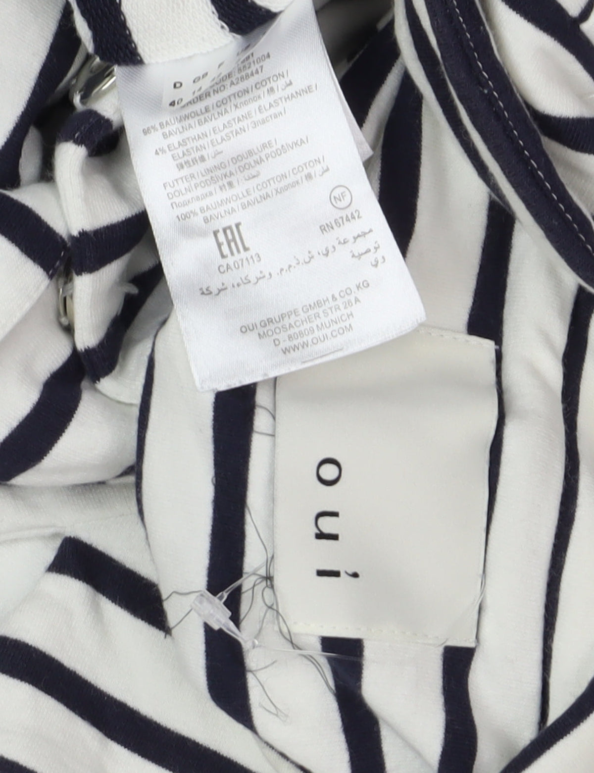Close-up detail of Oui Women's Striped Blazer, size 12, Multicoloured