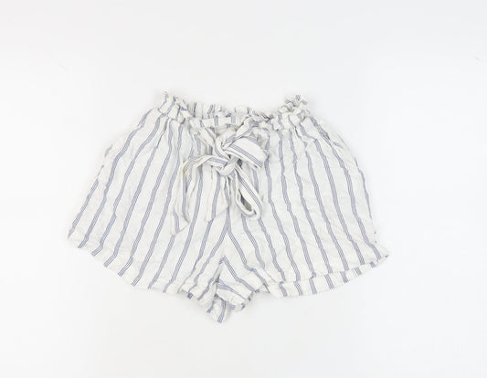 Hollister XS Women's White Paperbag Striped Shorts