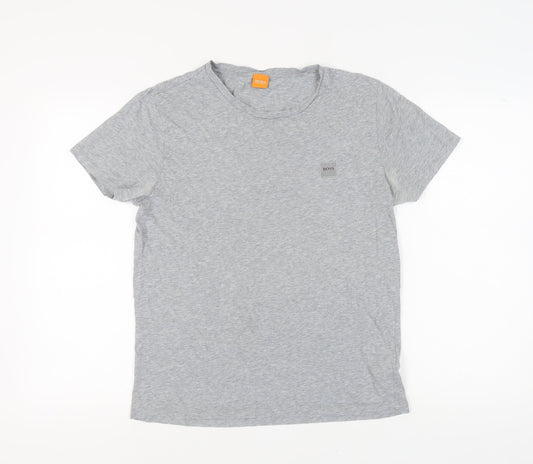 Hugo Boss Men’s Grey Crew Neck T-Shirt, Size L, Logo Accent