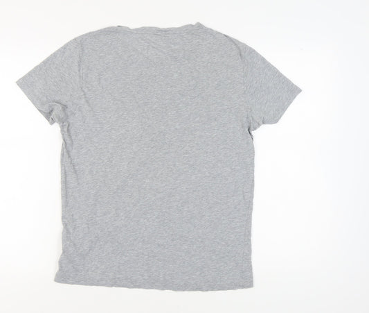 Hugo Boss Men’s Grey Crew Neck T-Shirt, Size L, Logo Accent