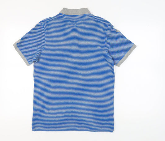 Rockport Men's Blue Striped Polo Shirt - Medium