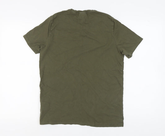 Hugo Men's Green Cotton T-Shirt, Regular Fit, M