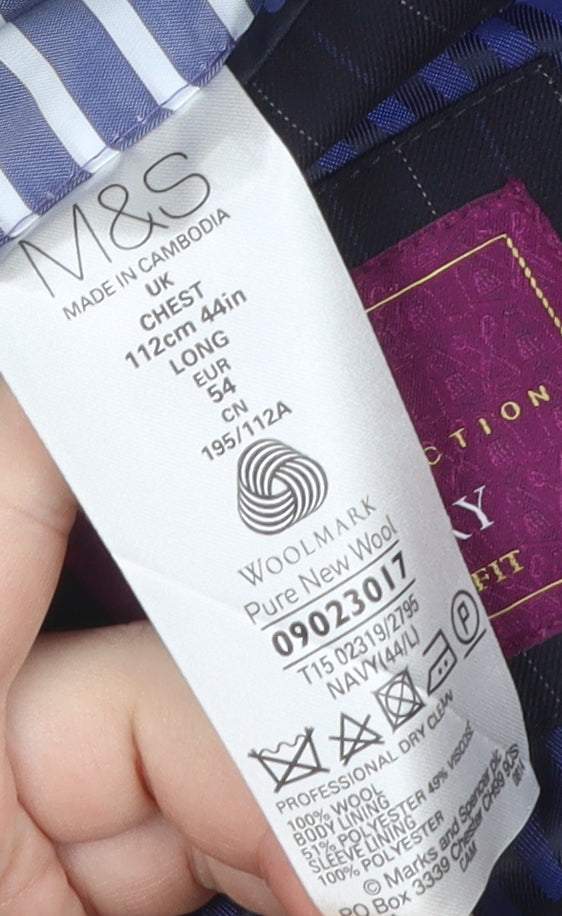 Marks and Spencer Men's Navy Striped Blazer 44L