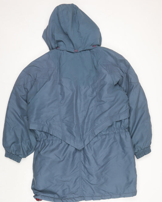 C&A Women's Blue Nylon Hooded Parka Jacket Size 12