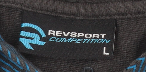Brand and care label for REVsport Men's Blue Geometric Track Jacket L