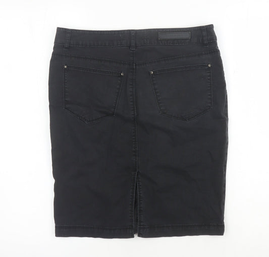 Zara Women's Black Denim Pencil Skirt Knee Length Size 6