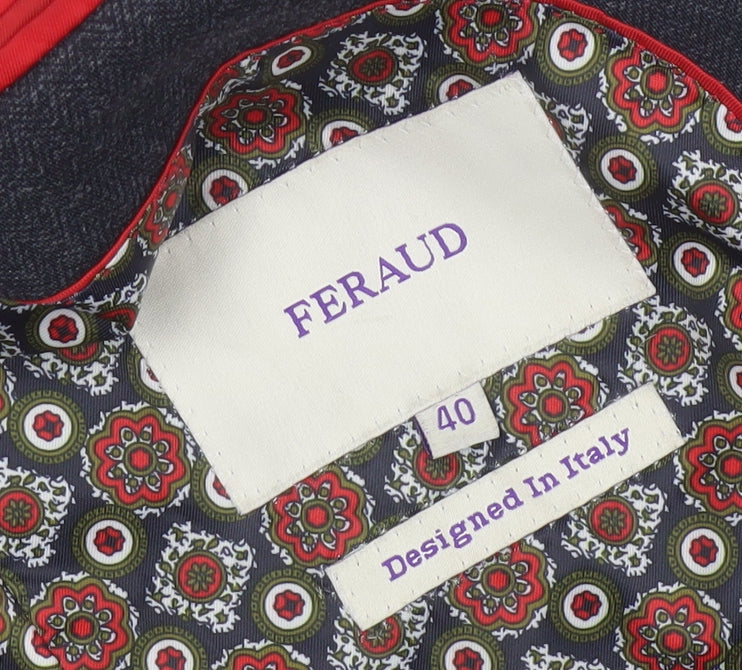 Feraud Men's Grey Blazer 40, Single-Breasted Jacket